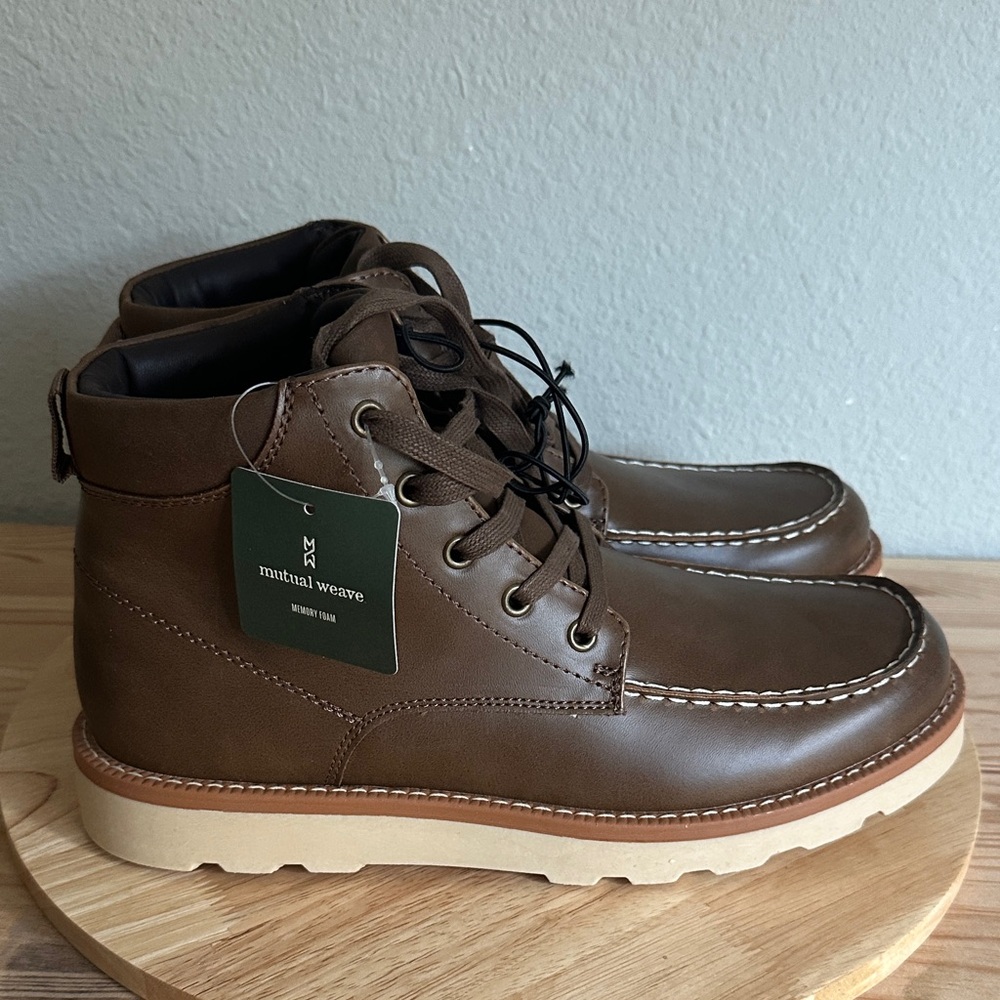 mutual weave Mens Drew Flat Heel Lace Up Boots new 9M